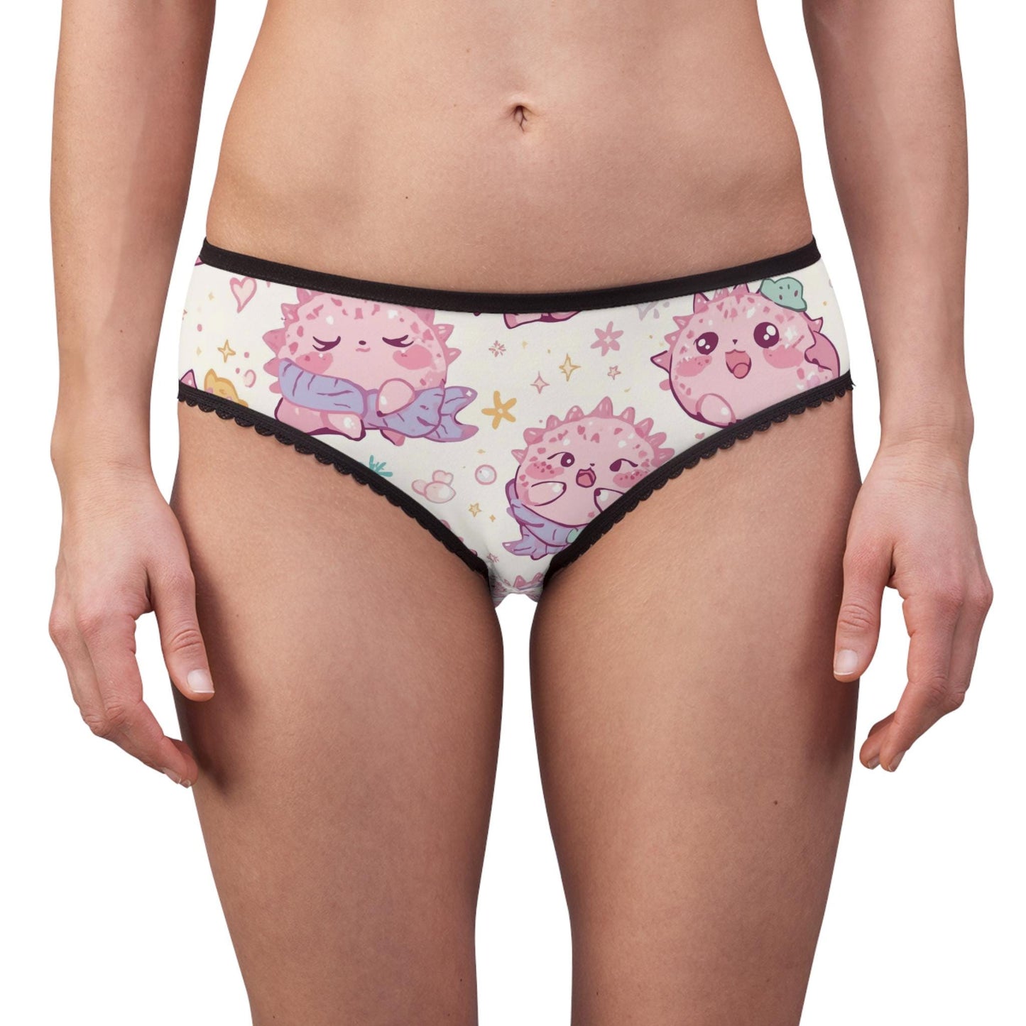 Kawaii Axolotl Panties - Cute Pink Women's Briefs, Pastel Lingerie, Fun Gift for Her, Animal Underwear, Novelty Thong, Comfortable Intimates
