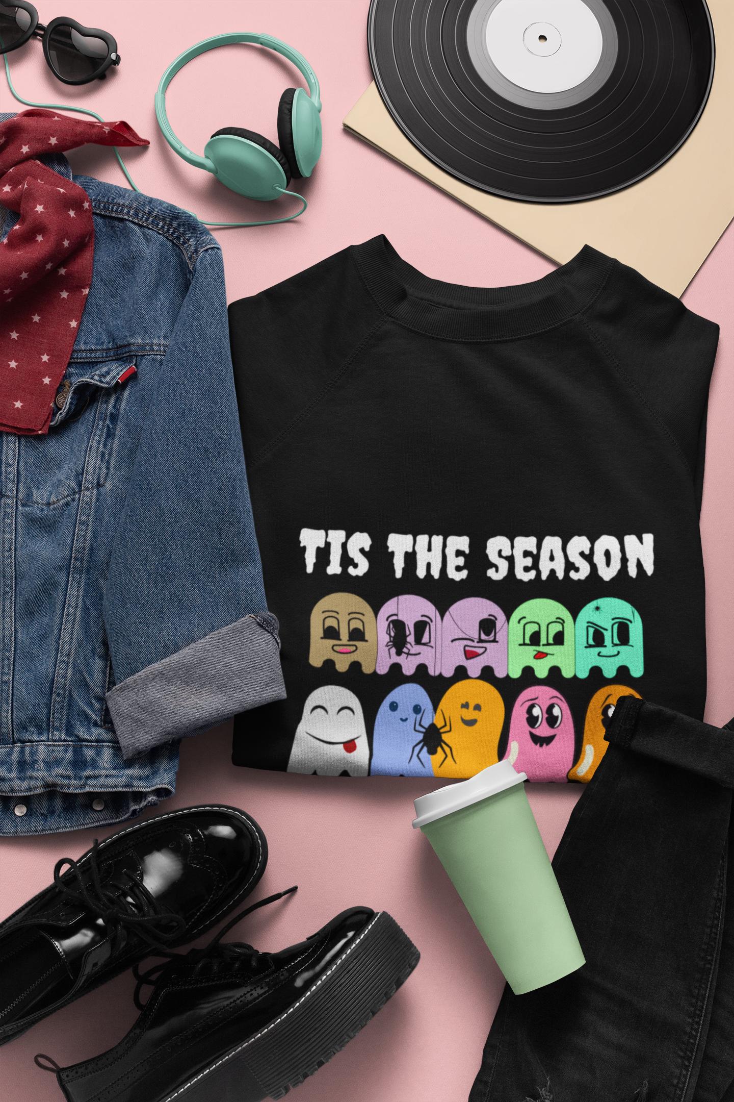 Spooky Season Ghost Sweatshirt: Halloween Fall Fashion Crewneck