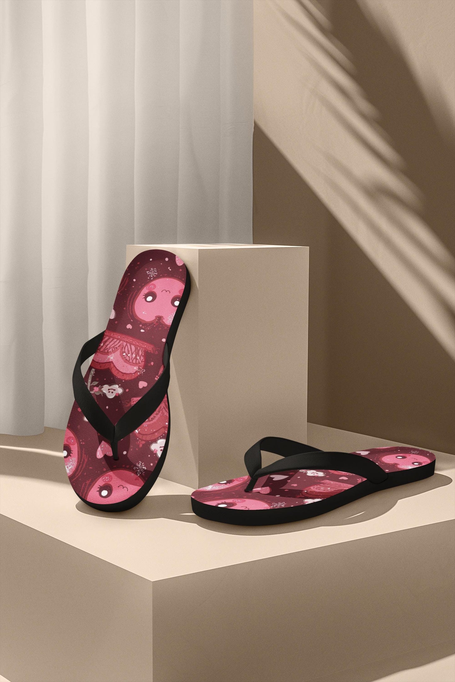 Kawaii Cherry Print Flip Flops: Y2K Harajuku Beach Sandals