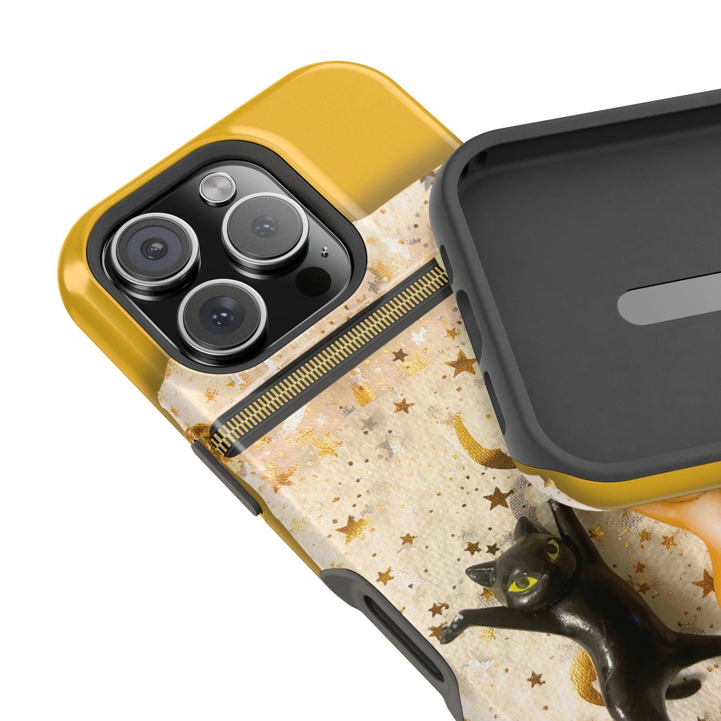 Black & Yellow Cat Phone Case: Fun Pet Lover Accessory