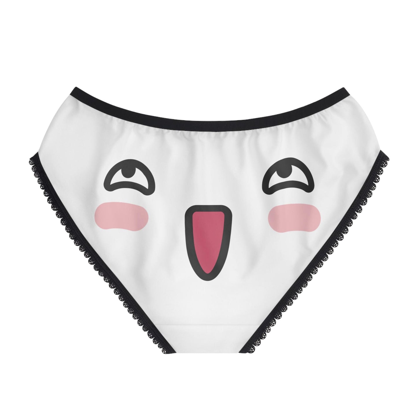 Kawaii Panties: Funny Face Print, Comfy Polyester Briefs