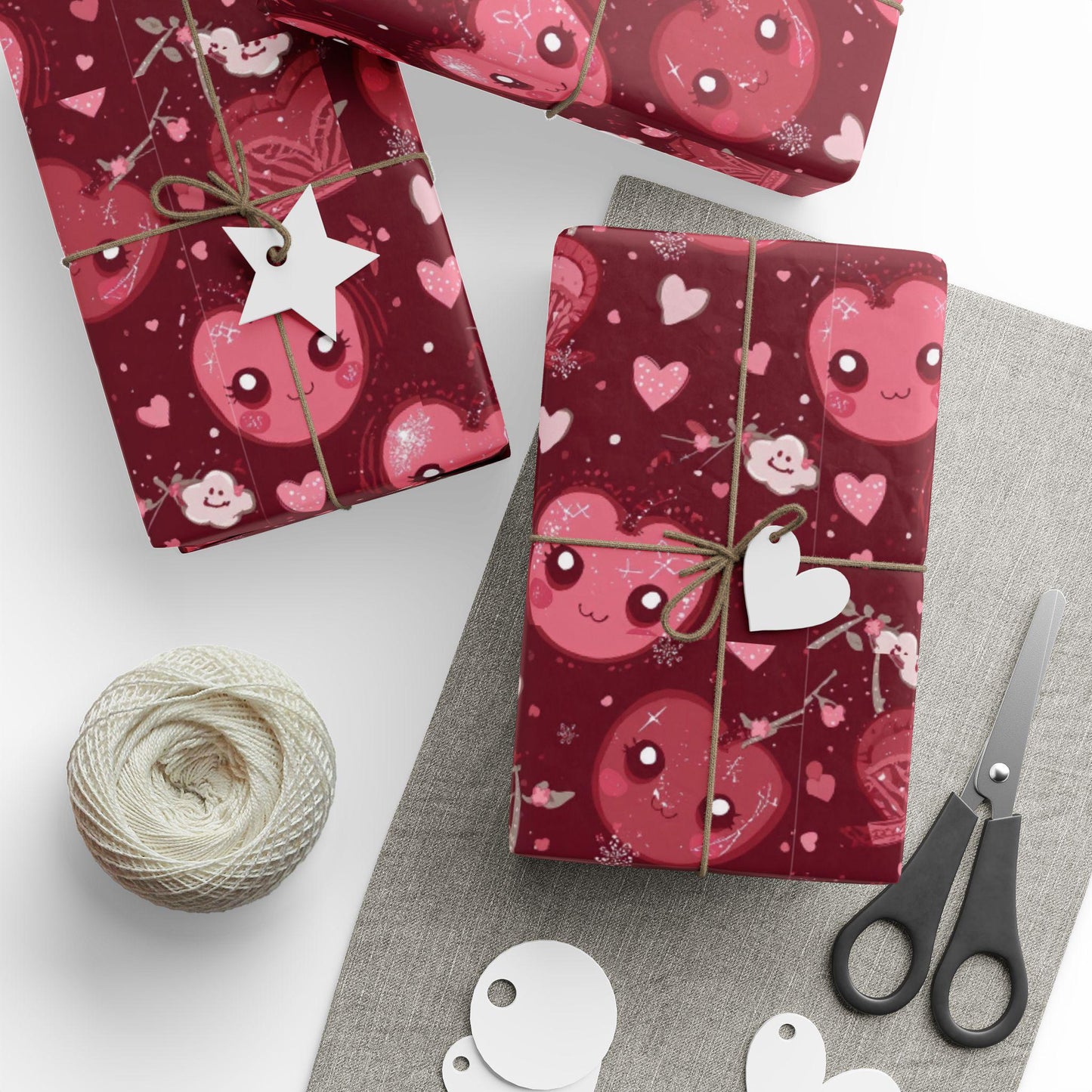 Cherry Red Kawaii Crown Gift Wrapping paper for Holidays or Any Occasion, Cute Present Packaging, Decorative Paper Roll, Birthday,