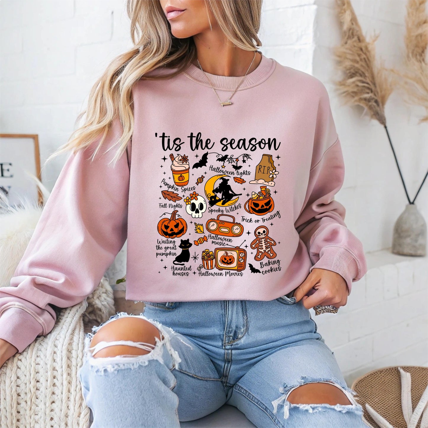 Tis The Season Halloween Sweatshirt, Fall Clothing, Earthly Colors, Fun Design, Spooky Shirt, Unisex Sweatshirt, Halloween Outfit, Crewneck
