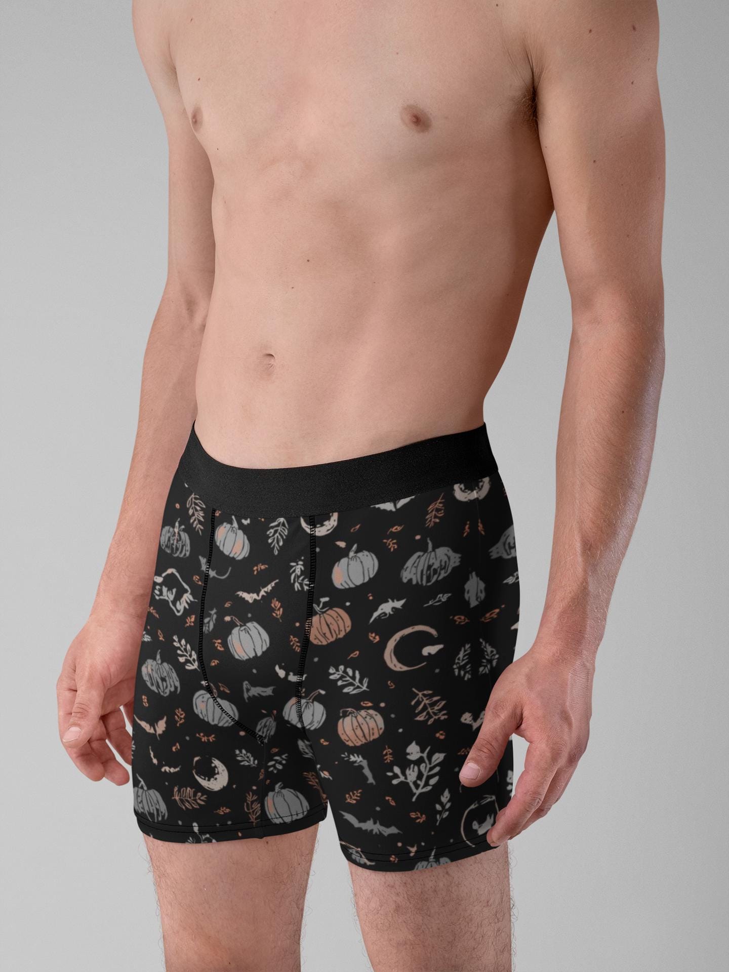 Subtle Halloween Boxer Briefs, Fall Print Mens Underwear, Seasonal Gift for Him
