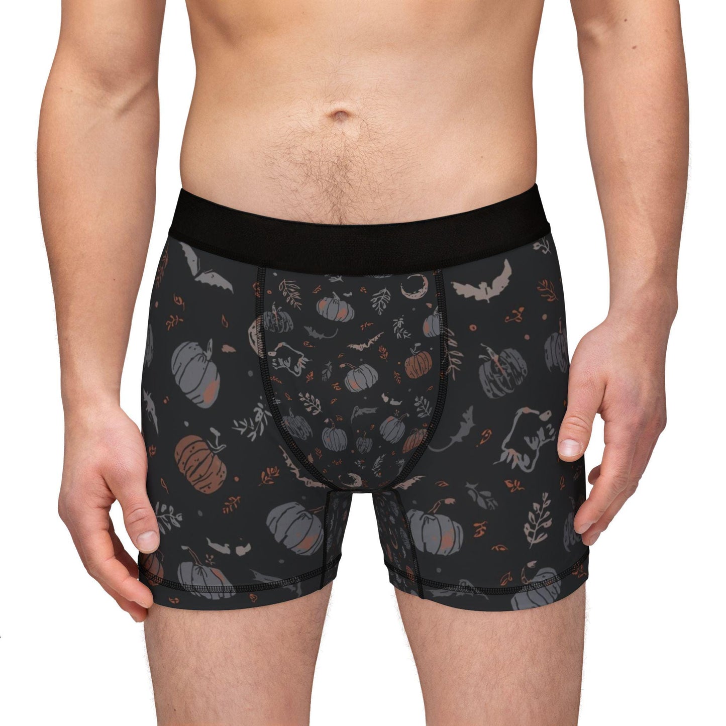 Subtle Halloween Boxer Briefs, Fall Print Mens Underwear, Seasonal Gift for Him