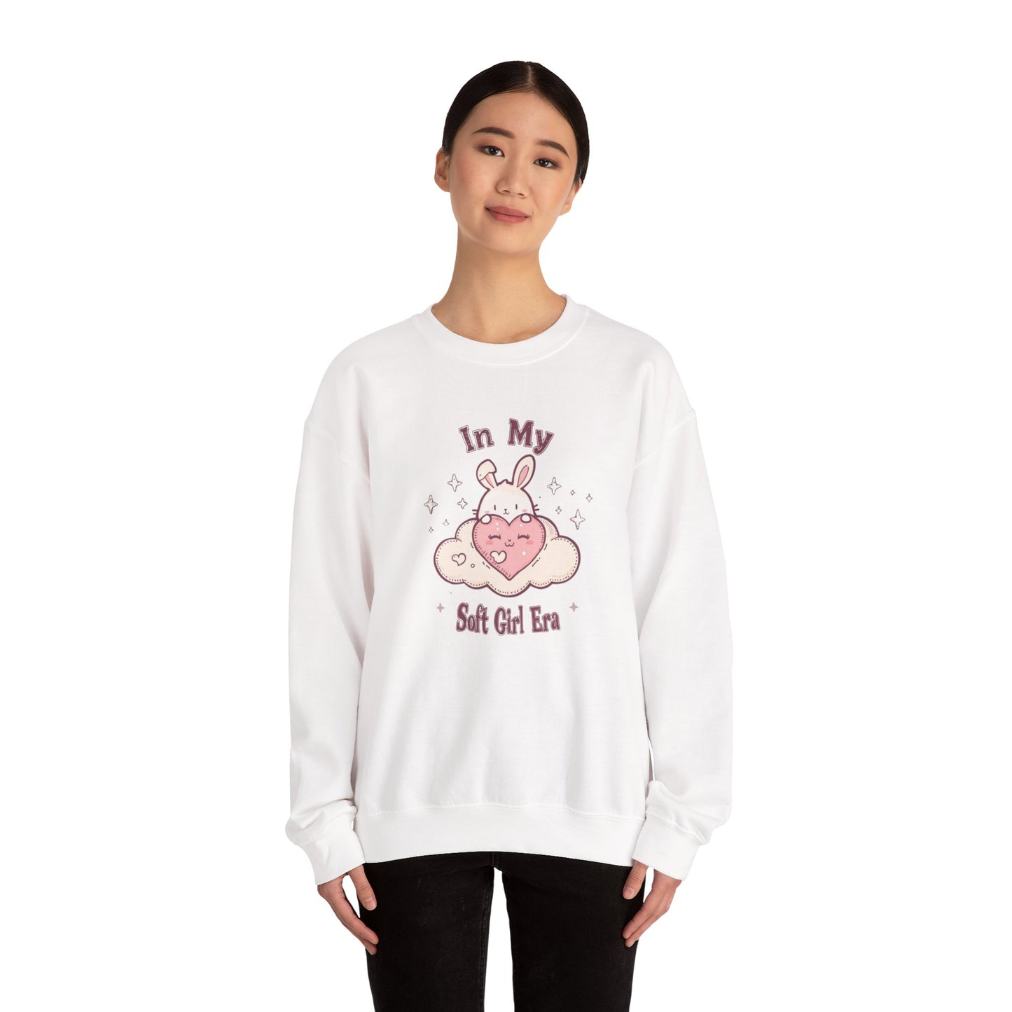 Soft Girl Era Sweatshirt | Kawaii Bunny Cloud Crewneck | Pastel Aesthetic Cozy Sweater | Cute Soft Girl Fashion
