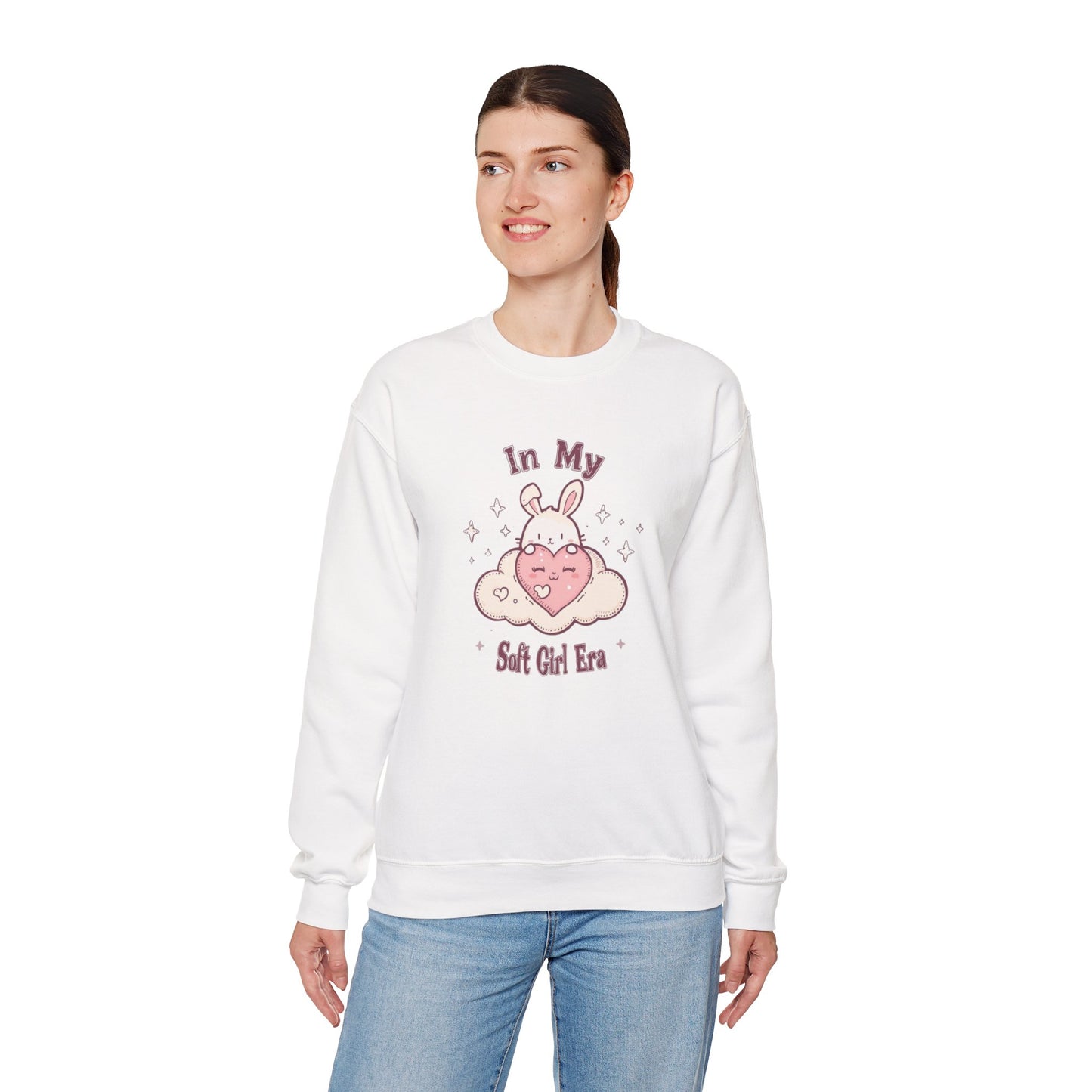 Soft Girl Era Sweatshirt | Kawaii Bunny Cloud Crewneck | Pastel Aesthetic Cozy Sweater | Cute Soft Girl Fashion