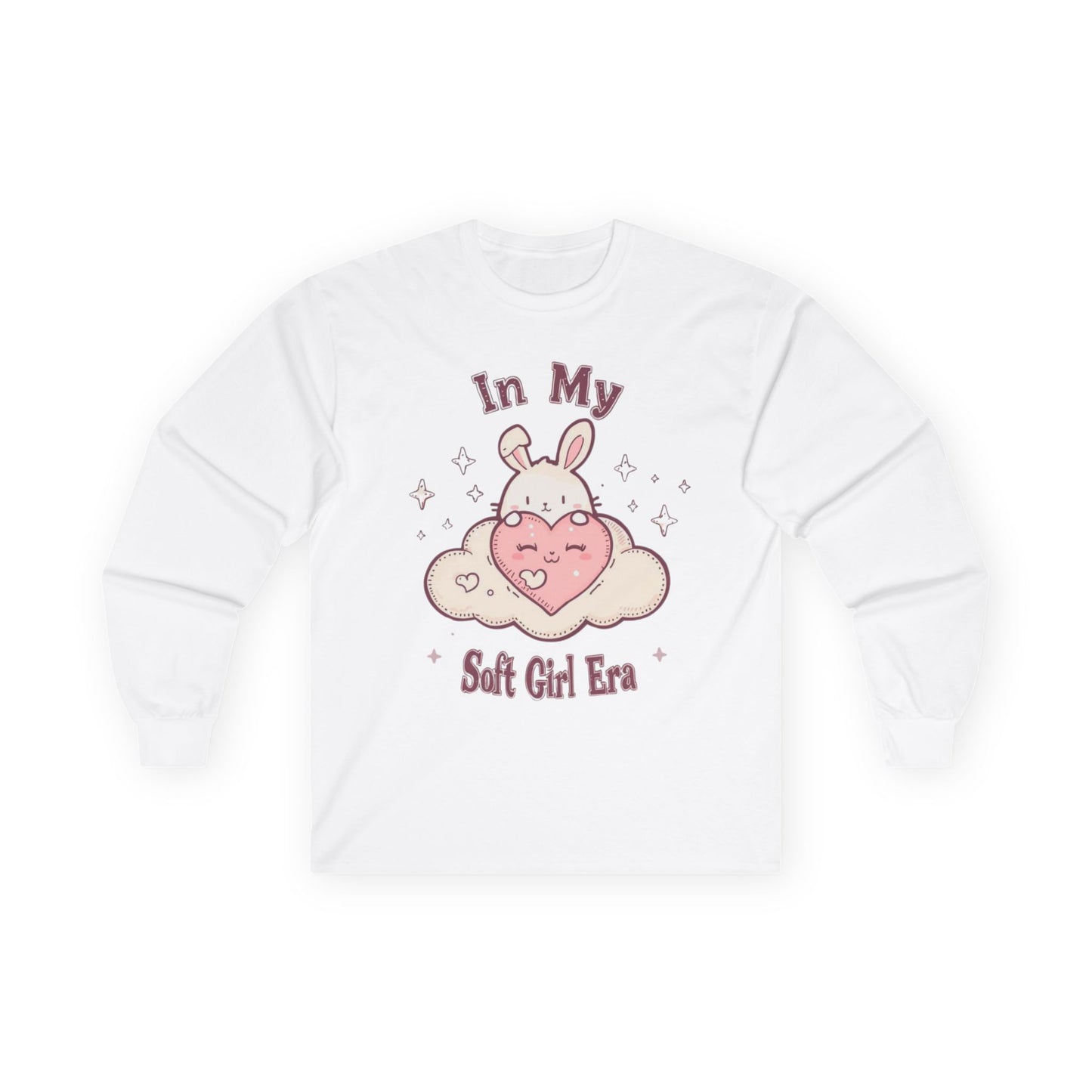 Soft Girl Era Long Sleeve Shirt | Kawaii Bunny Cloud Tee | Pastel Aesthetic Cotton Top | Cozy Cute Outfit for Soft Girl Style