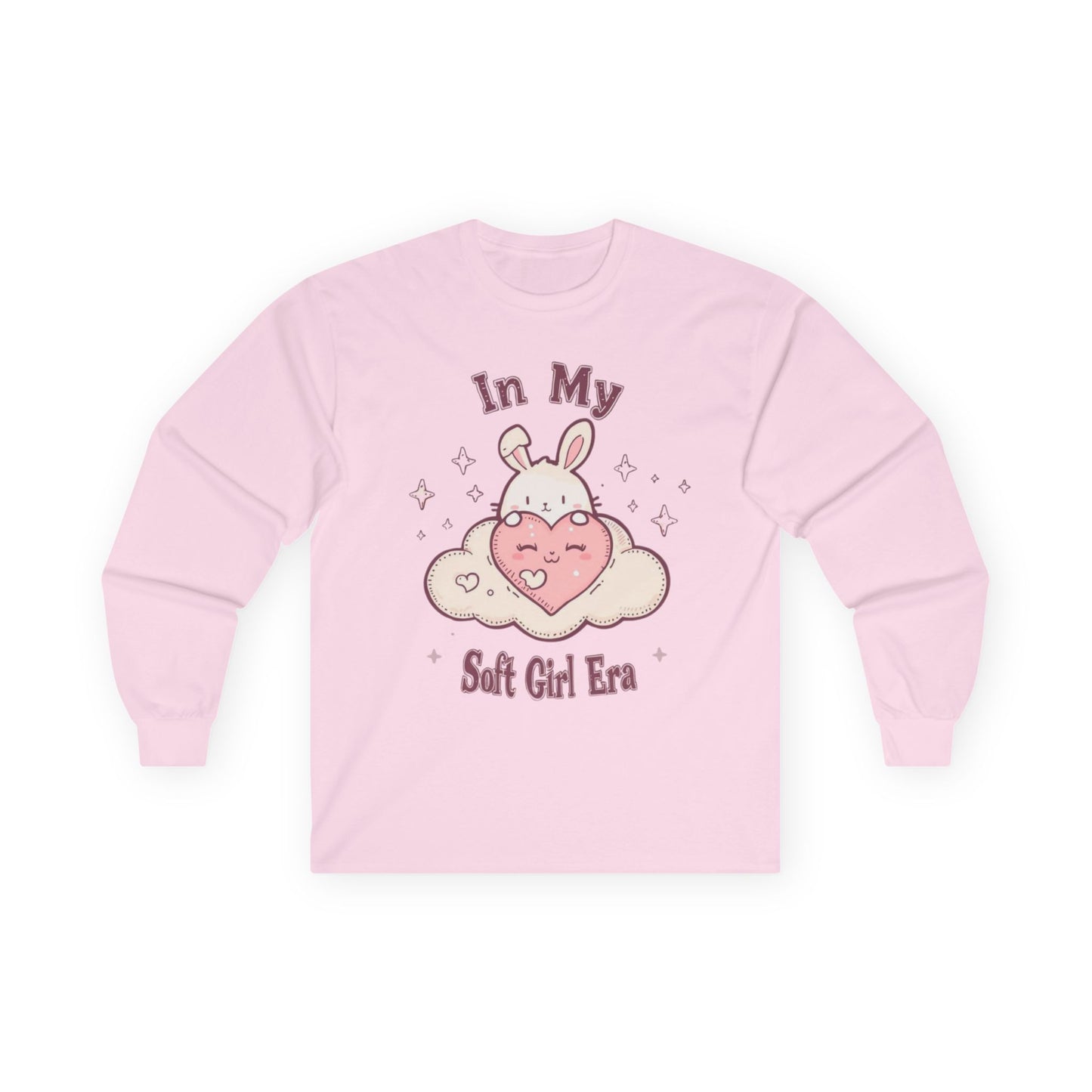 Soft Girl Era Long Sleeve Shirt | Kawaii Bunny Cloud Tee | Pastel Aesthetic Cotton Top | Cozy Cute Outfit for Soft Girl Style