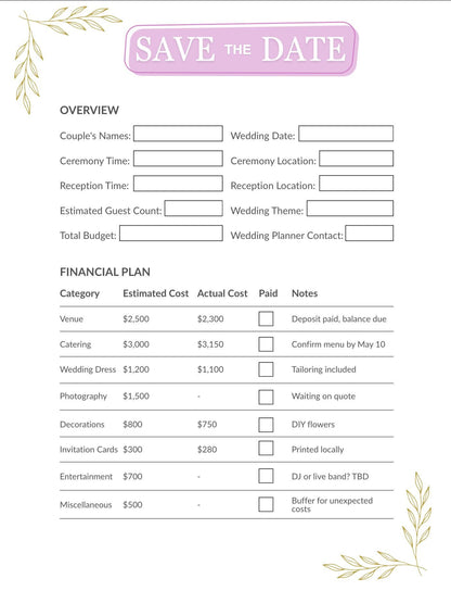 Comprehensive Digital Planner Bundle: Life, Fitness, Budget, Wedding & Meal Templates (Editable in Canva)