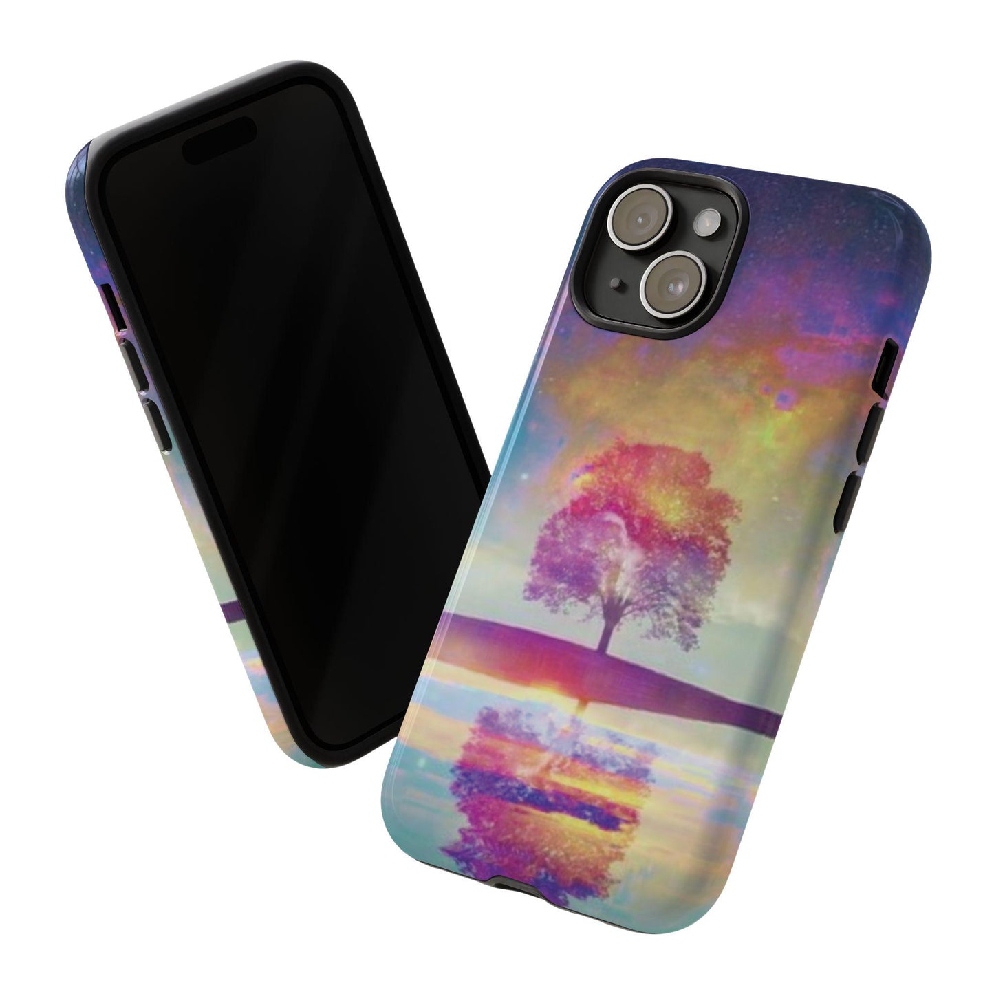 Cosmic Aurora Tree Phone Case: Northern Lights Galaxy Design for Night Sky Lovers