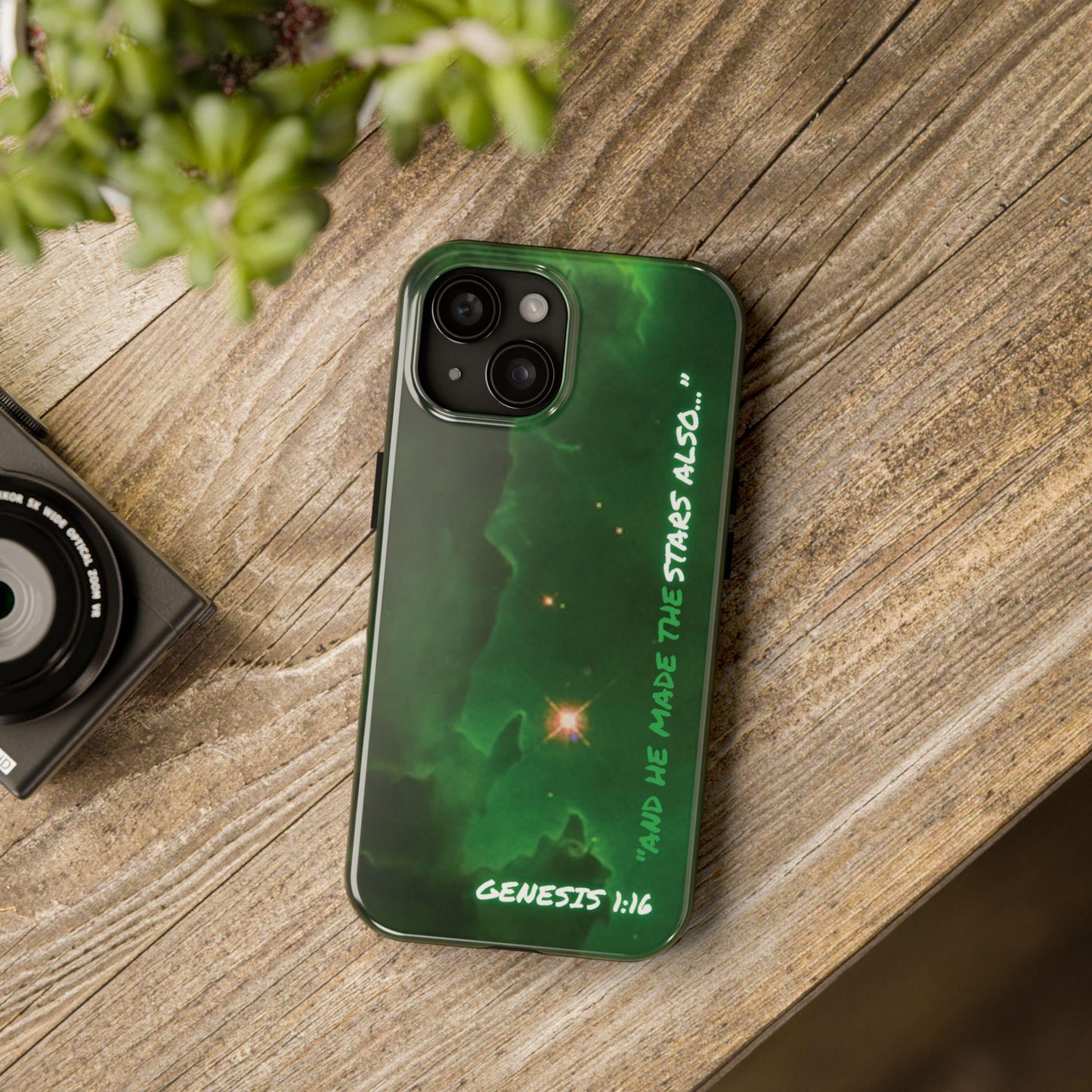 Galaxy Bible Verse iPhone Case- "And he Made the Stars" Christian Space Art Phone Cover