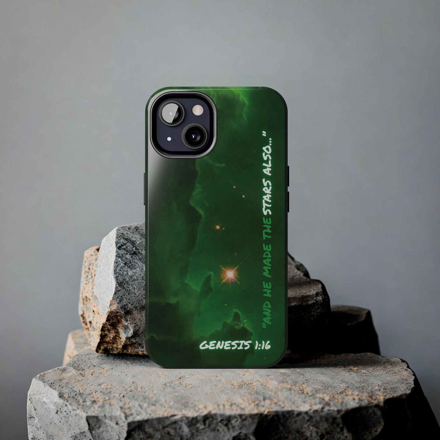Galaxy Bible Verse iPhone Case- "And he Made the Stars" Christian Space Art Phone Cover