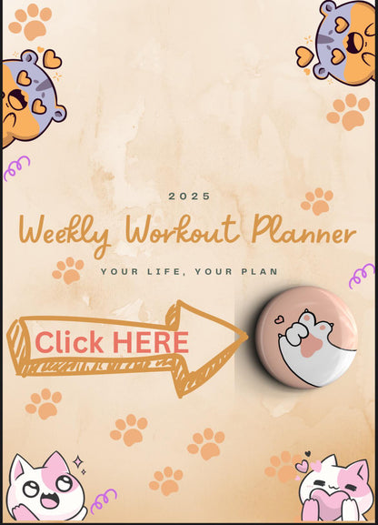 Feline Fitness Tracker: Weekly Cat-Themed Workout Planner PDF Download for Goal Setting