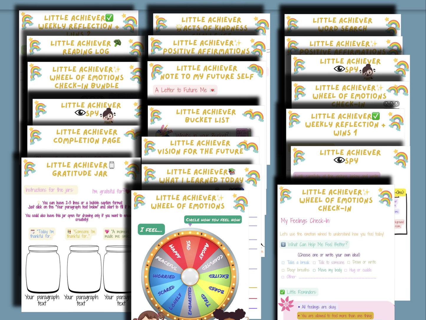 Digital Little Achiever Planner Bundle, 50+ Digital or Printable Templates. Editable Canva Template.
