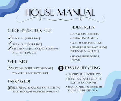 Airbnb Welcome Book Template: Editable Canva Host Guide (Digital Download)