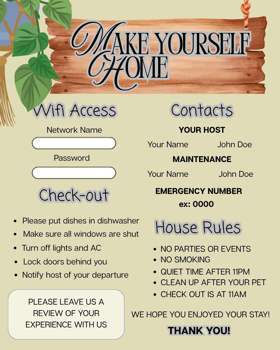 Editable Airbnb Welcome Sign Bundle: 3 Canva Templates for Vacation Rental Hosts