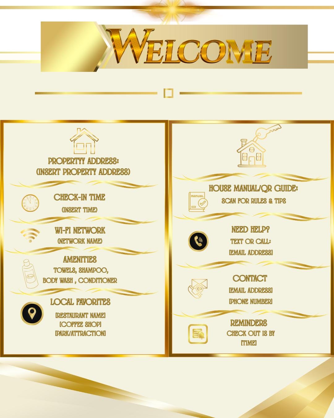 Editable Airbnb Welcome Sign Bundle: 3 Canva Templates for Vacation Rental Hosts