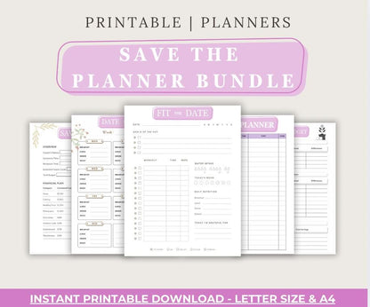 Comprehensive Digital Planner Bundle: Life, Fitness, Budget, Wedding & Meal Templates (Editable in Canva)