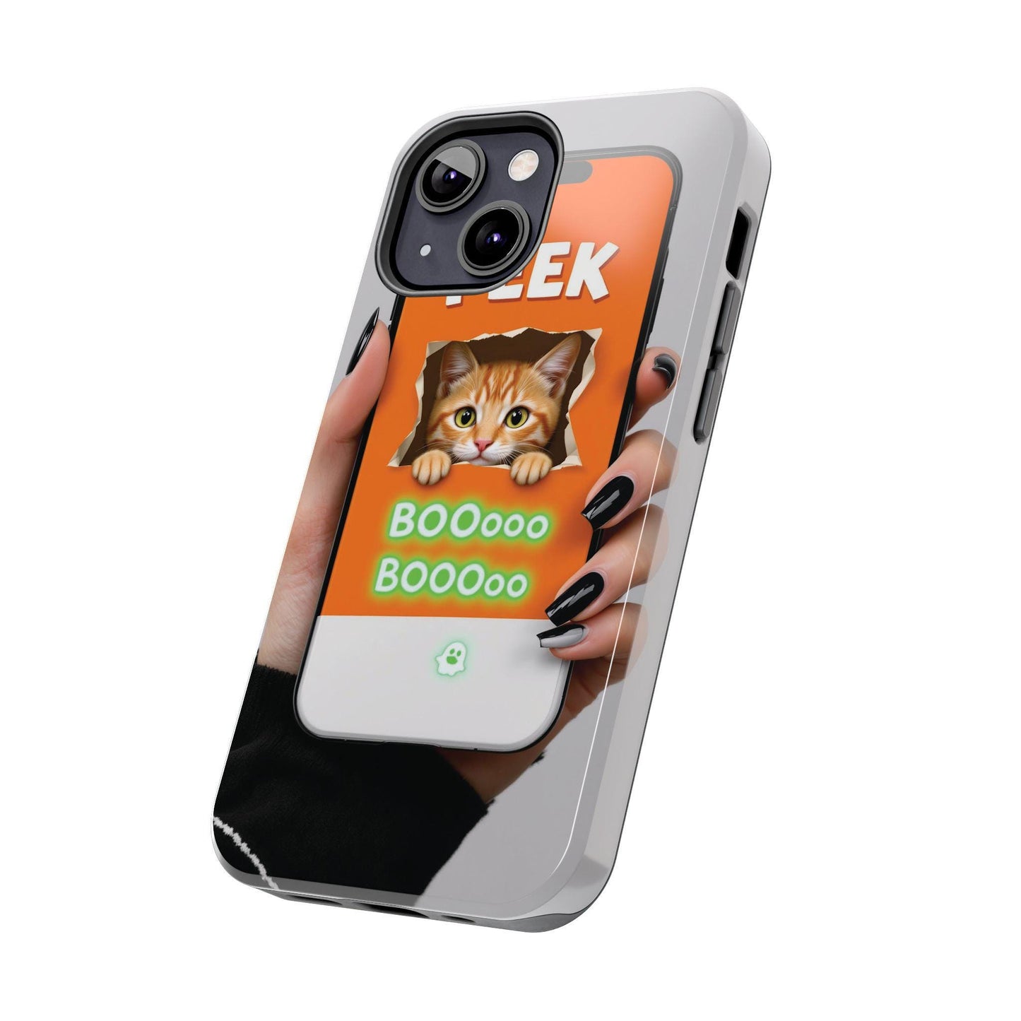 Playful Cat Peek Phone Case: Durable Lexan Plastic Cover for Feline Enthusiasts