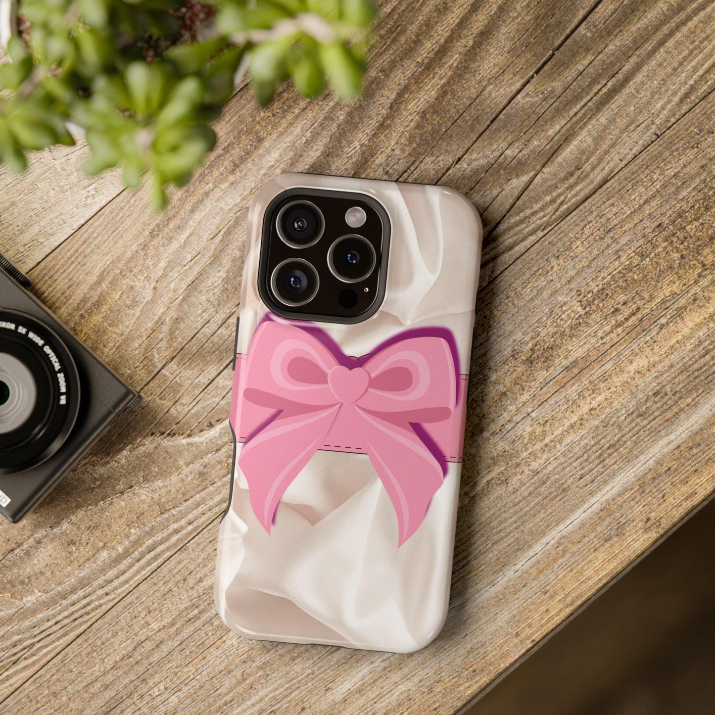 Pink Bow Magnetic Phone Case: Stylish Magsafe Compatible Cover