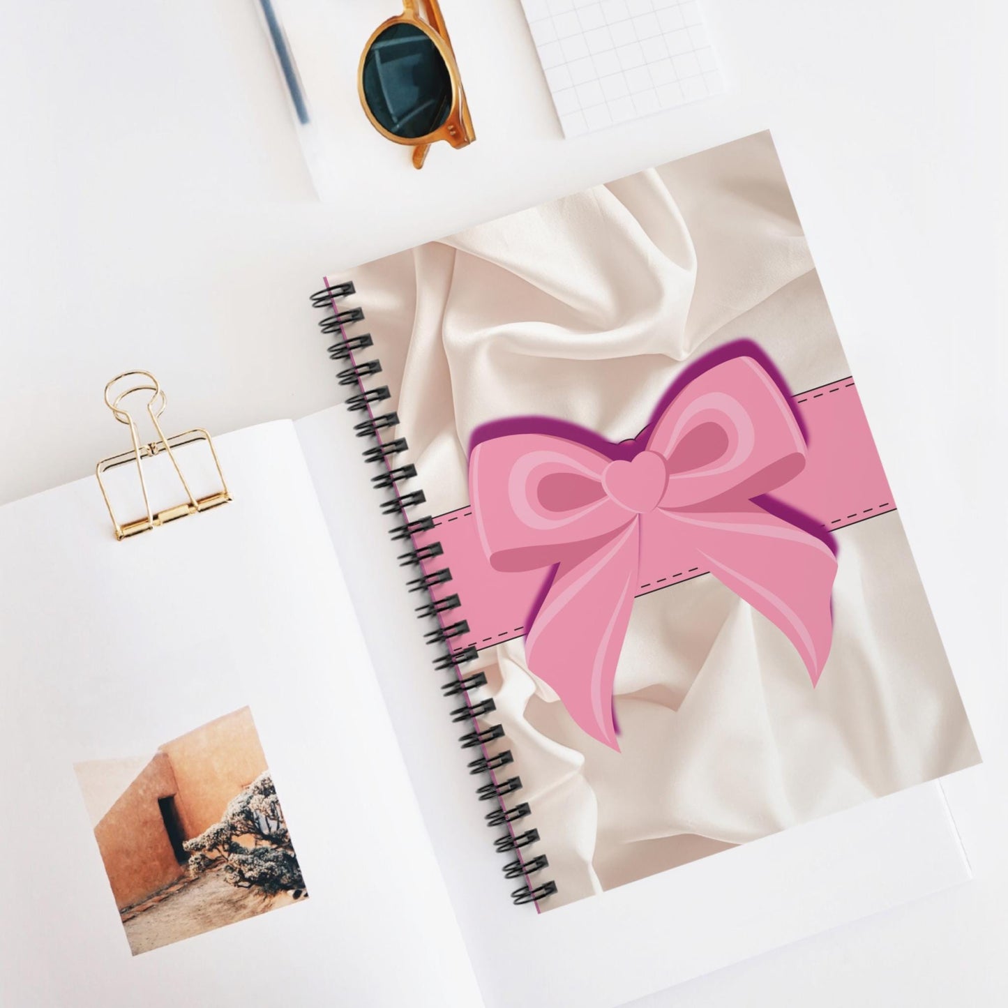 Elegant Bow Spiral Notebook: Ruled Lines for Journaling, Wedding Planning & Daily Notes
