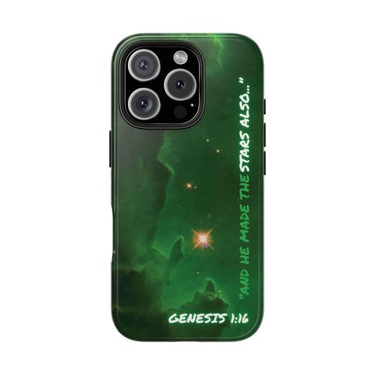 Galaxy Bible Verse iPhone Case- "And he Made the Stars" Christian Space Art Phone Cover