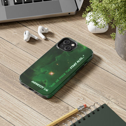 Galaxy Bible Verse iPhone Case- "And he Made the Stars" Christian Space Art Phone Cover