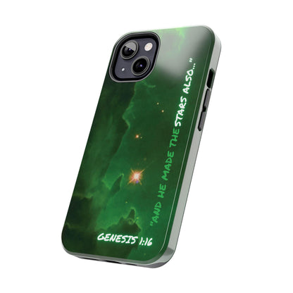 Galaxy Bible Verse iPhone Case- "And he Made the Stars" Christian Space Art Phone Cover