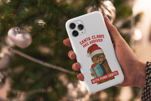 Santa Claws Funny Xmas Cat Gift, Cute Early Holiday Cat with Glasses and Present, Gift for Cat Lovers, Pet Owners and Christmas Humor Fans
