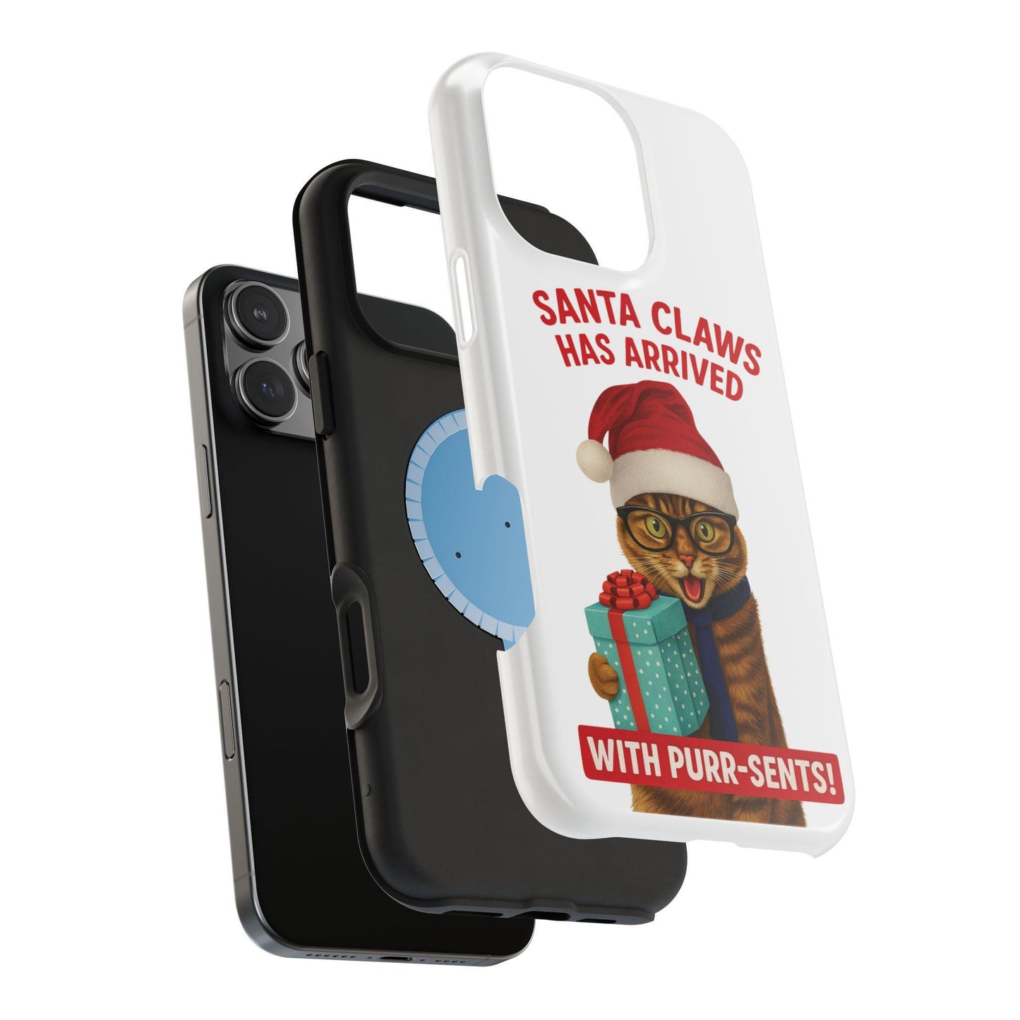 Santa Claws Funny Xmas Cat Gift, Cute Early Holiday Cat with Glasses and Present, Gift for Cat Lovers, Pet Owners and Christmas Humor Fans
