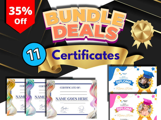 Editable Certificate Templates Bundle: Graduation, Award, Diploma (Canva Digital Download)