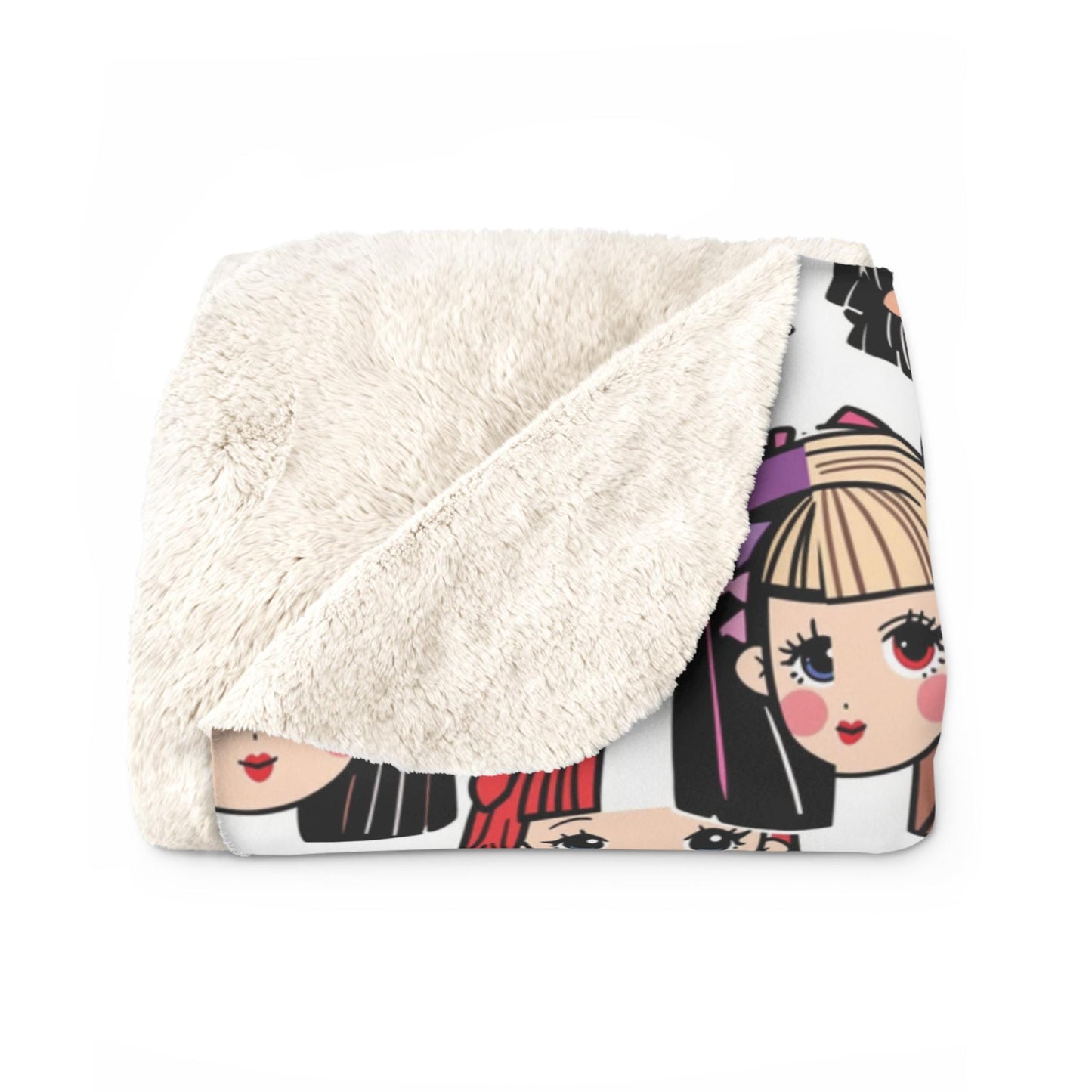 Kawaii Anime Girl Sherpa Fleece Blanket: Cozy Plush Throw for Bedroom Decor, Otaku Gift