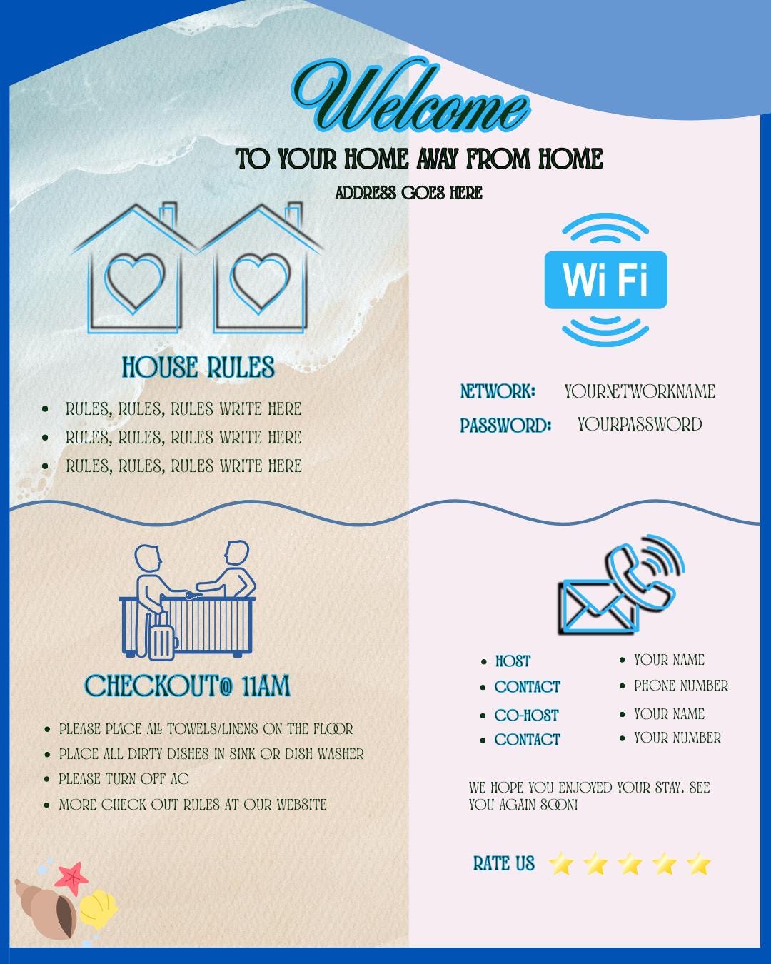 Editable Airbnb Welcome Sign Bundle: 3 Canva Templates for Vacation Rental Hosts