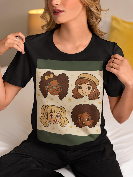 Kawaii Anime Girl Cropped Tee - Cute Cartoon Graphic T-Shirt for Women, Otaku Streetwear Gift