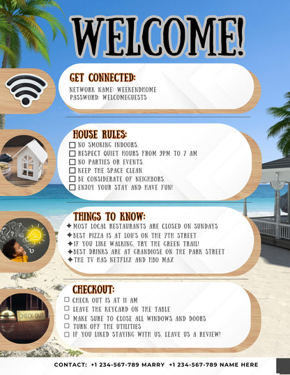 Airbnb Host Printable Bundle: Modern, Beach & Rustic Digital Templates for Vacation Rentals