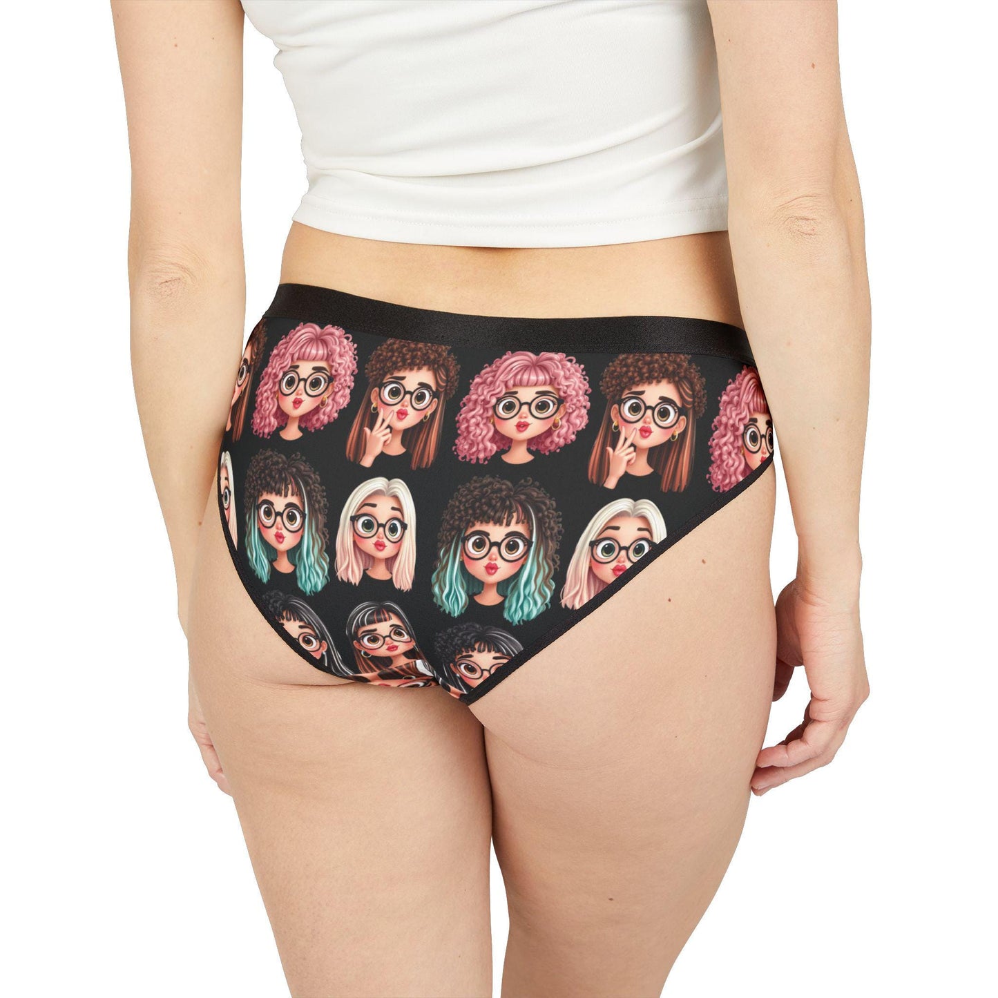 Gen Z Quirky Cartoon Face Panties: Comfy Underwear with High-Res Print for Individuality