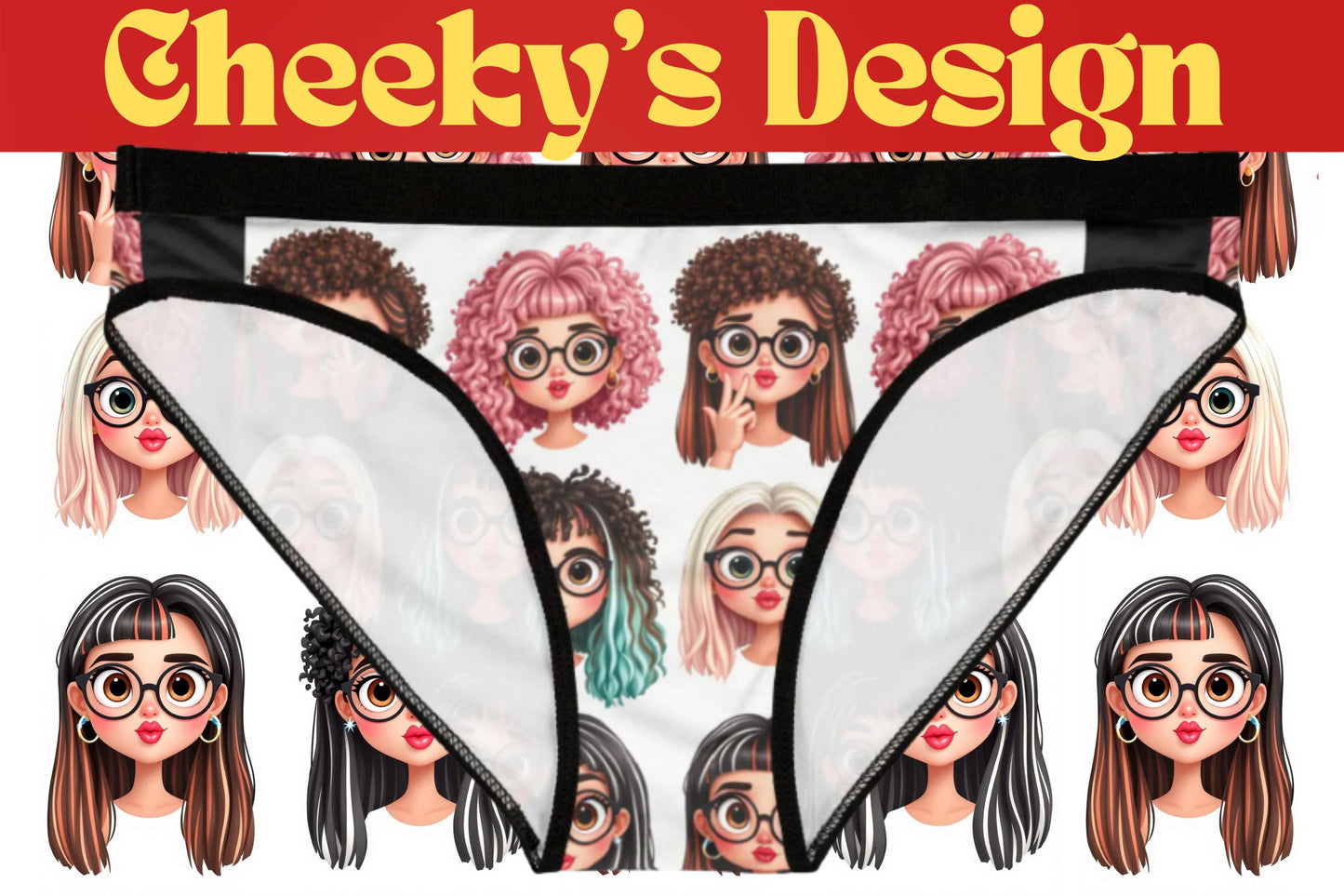 Gen Z Quirky Cartoon Face Panties: Comfy Underwear with High-Res Print for Individuality
