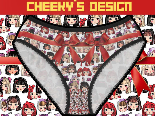 Kawaii Anime Girl Briefs: Cute Bow Panties, Playful Otaku Underwear, Fun Cartoon Lingerie for Women