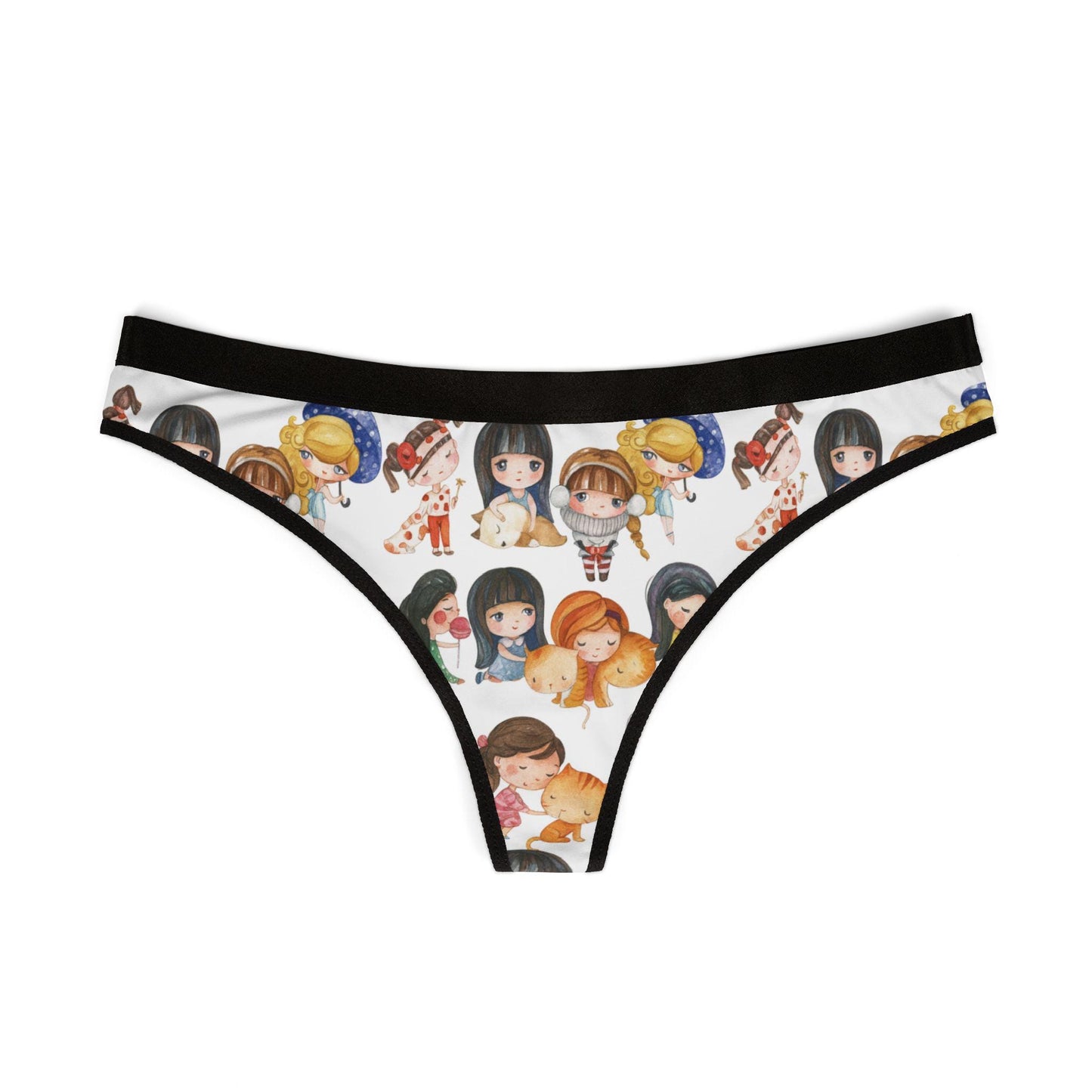 Anime Girl & Puppy Thong: Kawaii Cartoon Panties, Otaku Lingerie, Colorful Underwear Gift