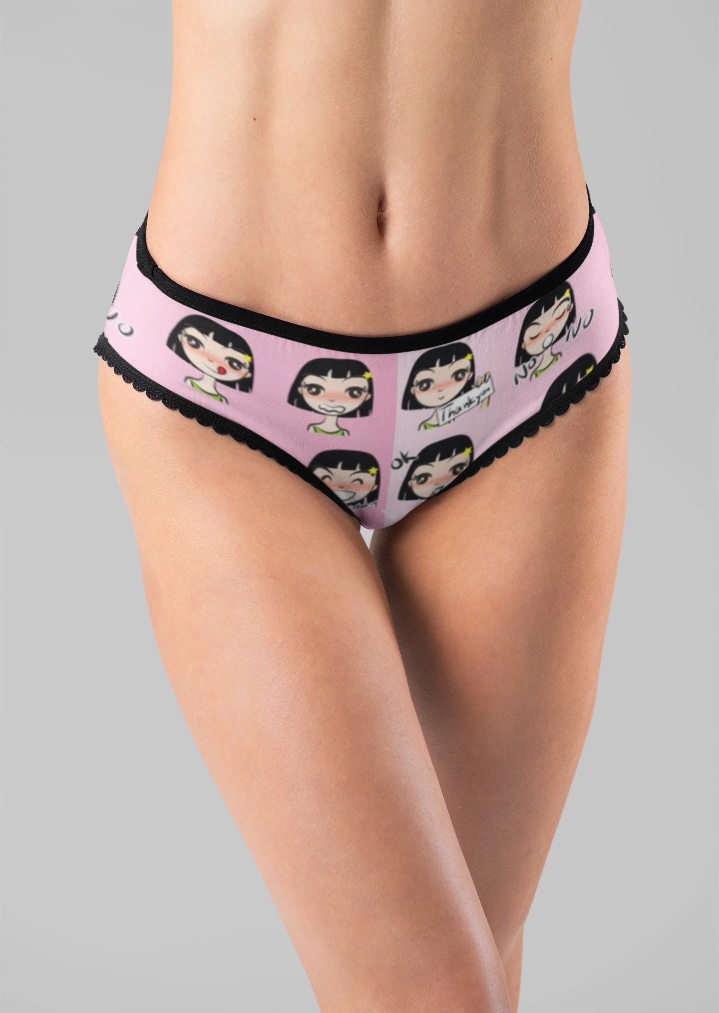 Kawaii Anime Panties: Cute Otaku Lingerie with Chibi Girl Print - Pink Thong for Japanese-Inspired Fashion
