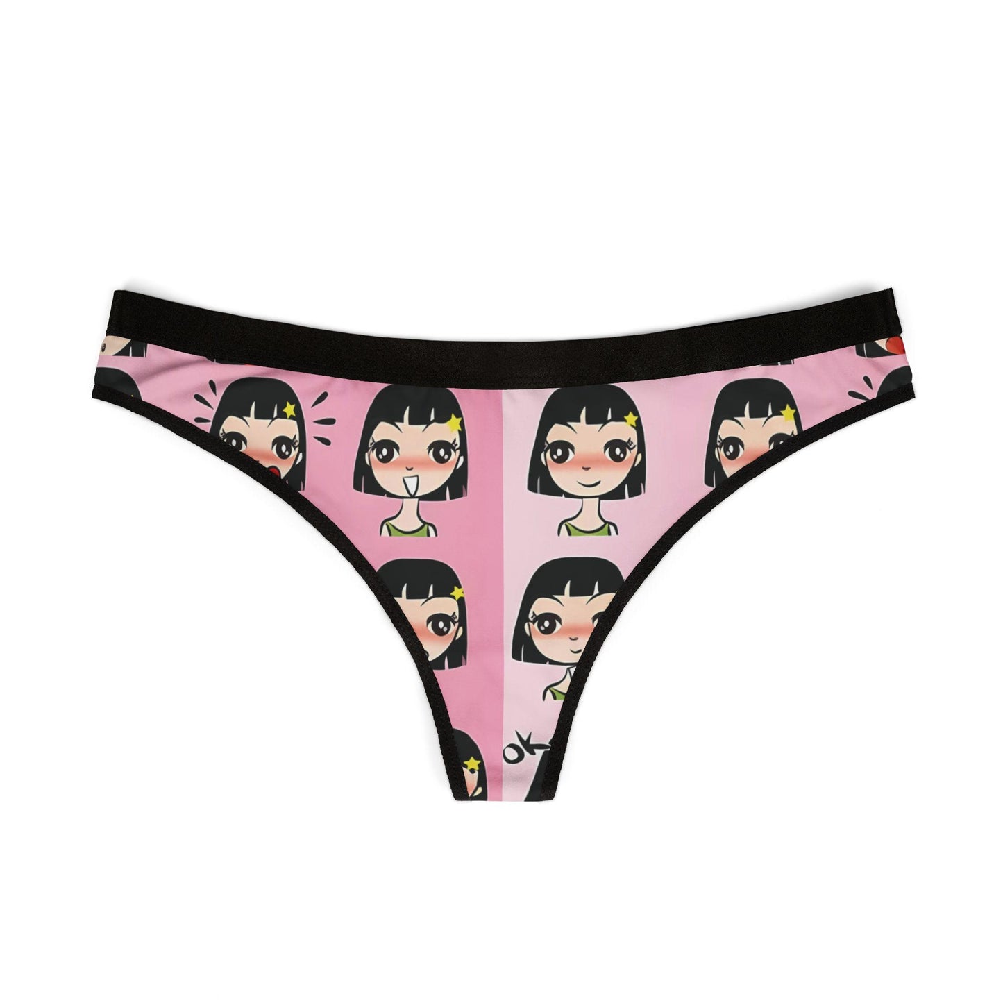 Kawaii Anime Panties: Cute Otaku Lingerie with Chibi Girl Print - Pink Thong for Japanese-Inspired Fashion