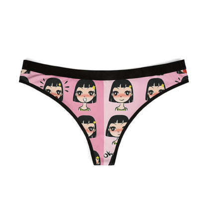 Kawaii Anime Panties: Cute Otaku Lingerie with Chibi Girl Print - Pink Thong for Japanese-Inspired Fashion