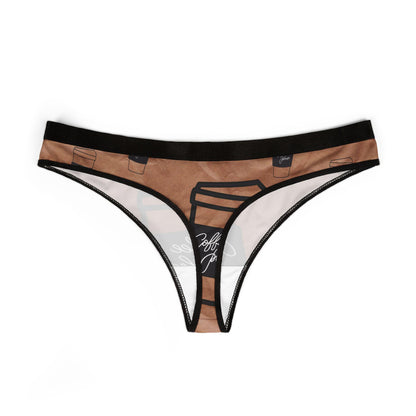 Coffee Lover Thong, with a Brown Wrinkled Paper Look, Fun Gift for Her, Barista Lingerie
