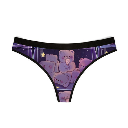 Kawaii Bear Thong, Cute Cartoon Panties, Starry Night Underwear, Novelty Kawaii Lingerie Gift for Women