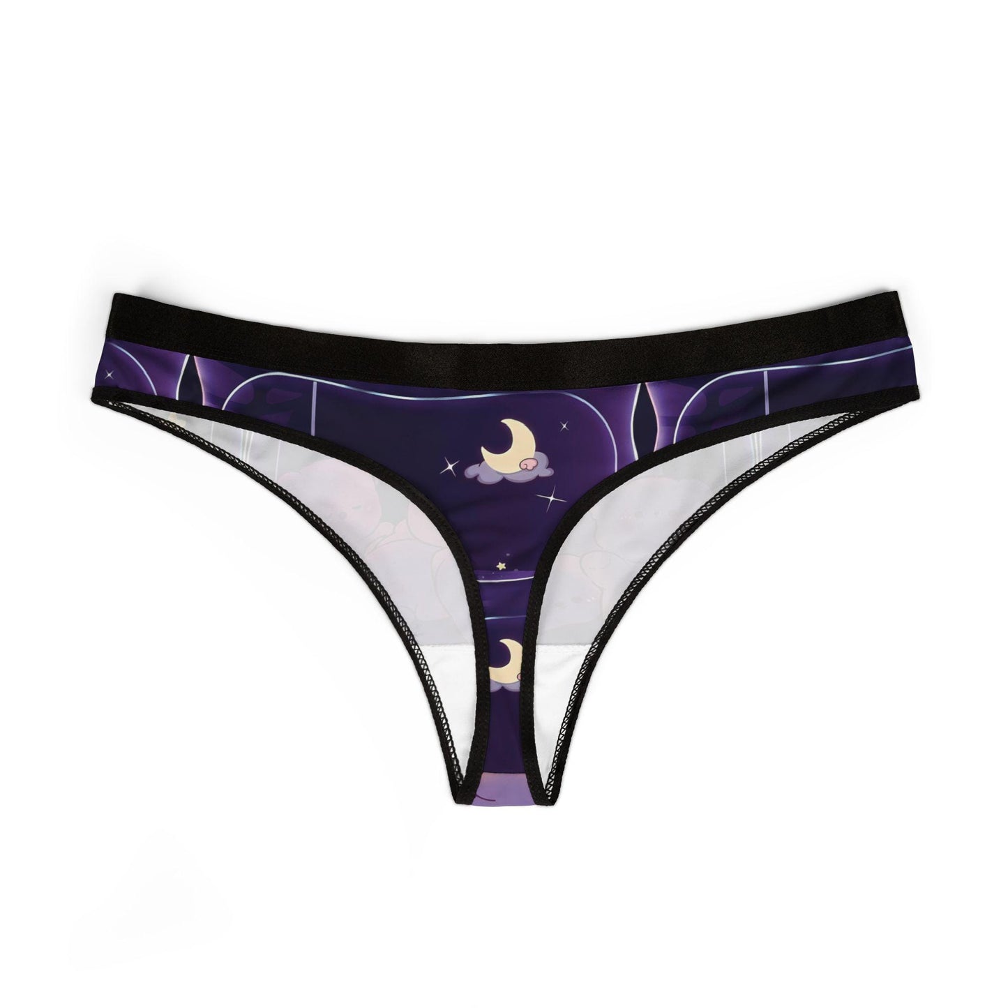 Kawaii Bear Thong, Cute Cartoon Panties, Starry Night Underwear, Novelty Kawaii Lingerie Gift for Women