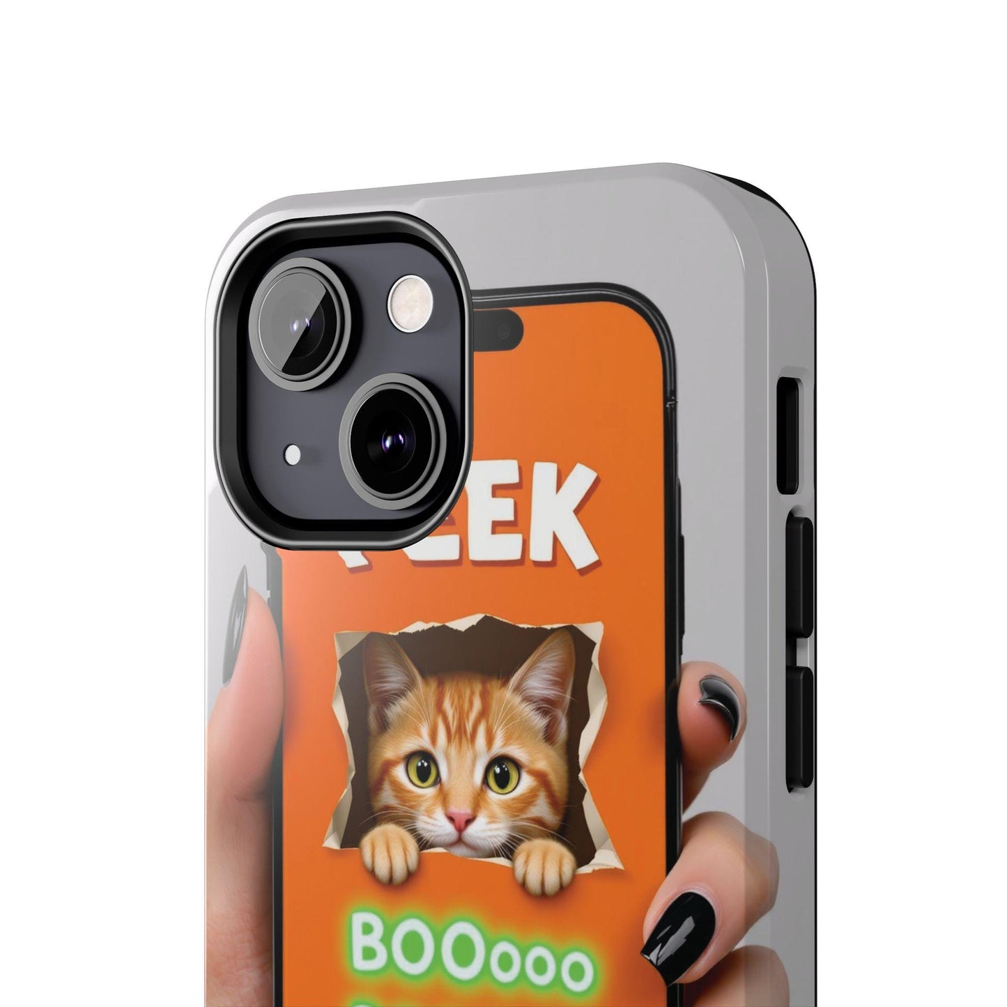 Playful Cat Peek Phone Case: Durable Lexan Plastic Cover for Feline Enthusiasts