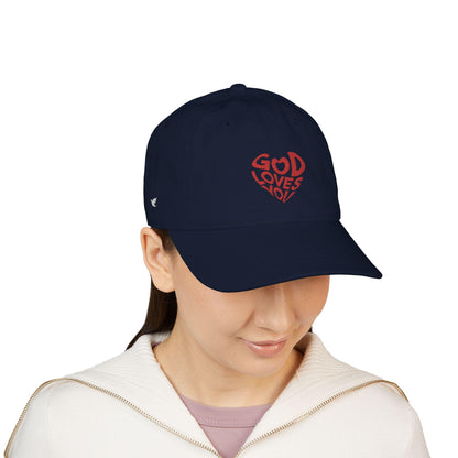 Embroidered 'God is Love' Organic Cotton Baseball Cap - Beige & Navy