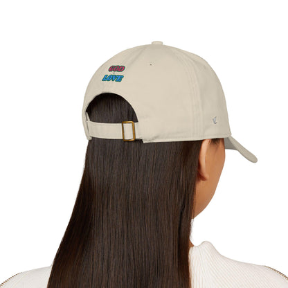 Embroidered 'God is Love' Organic Cotton Baseball Cap - Beige & Navy