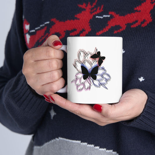 Bohemian Floral Ceramic Coffee Mug - Gift for Coffee Lovers